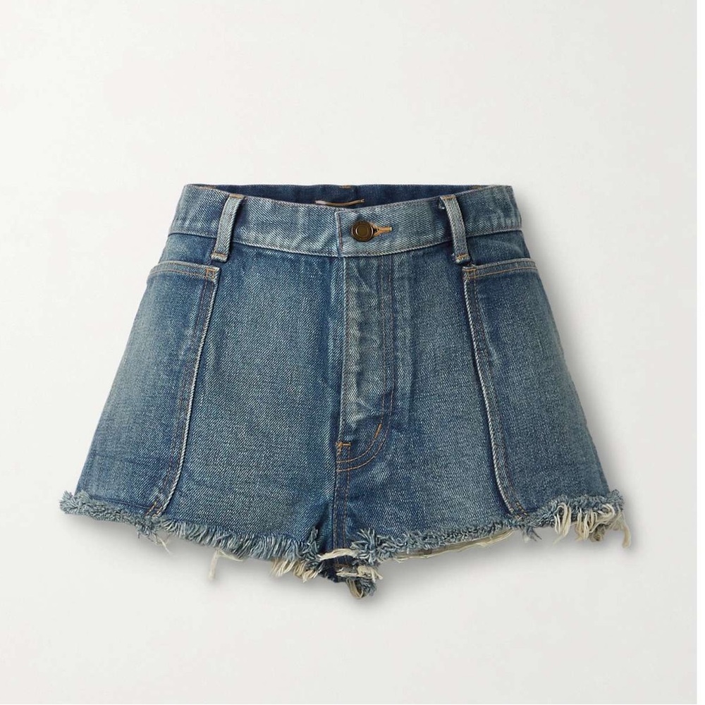 Saint Laurent frayed denim shorts